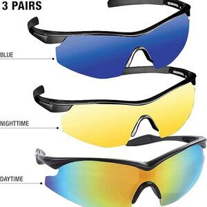 Tac Glasses Bell & Howell 3 Pack Polarized Sports Sunglasses New Unisex